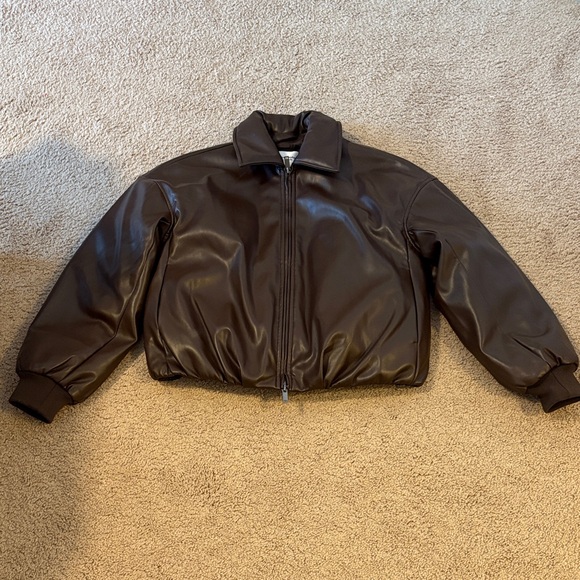 Abercrombie & Fitch Jackets & Blazers - Abercrombie & Fitch Vegan Leather Bubble Hem Coat